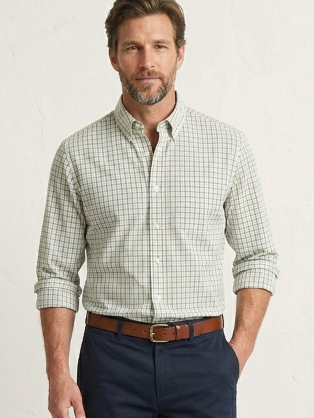 NWOT GAP Men’s Lived-In Fit Canary Yellow/Blue Plaid Button Down Shirt Sz L